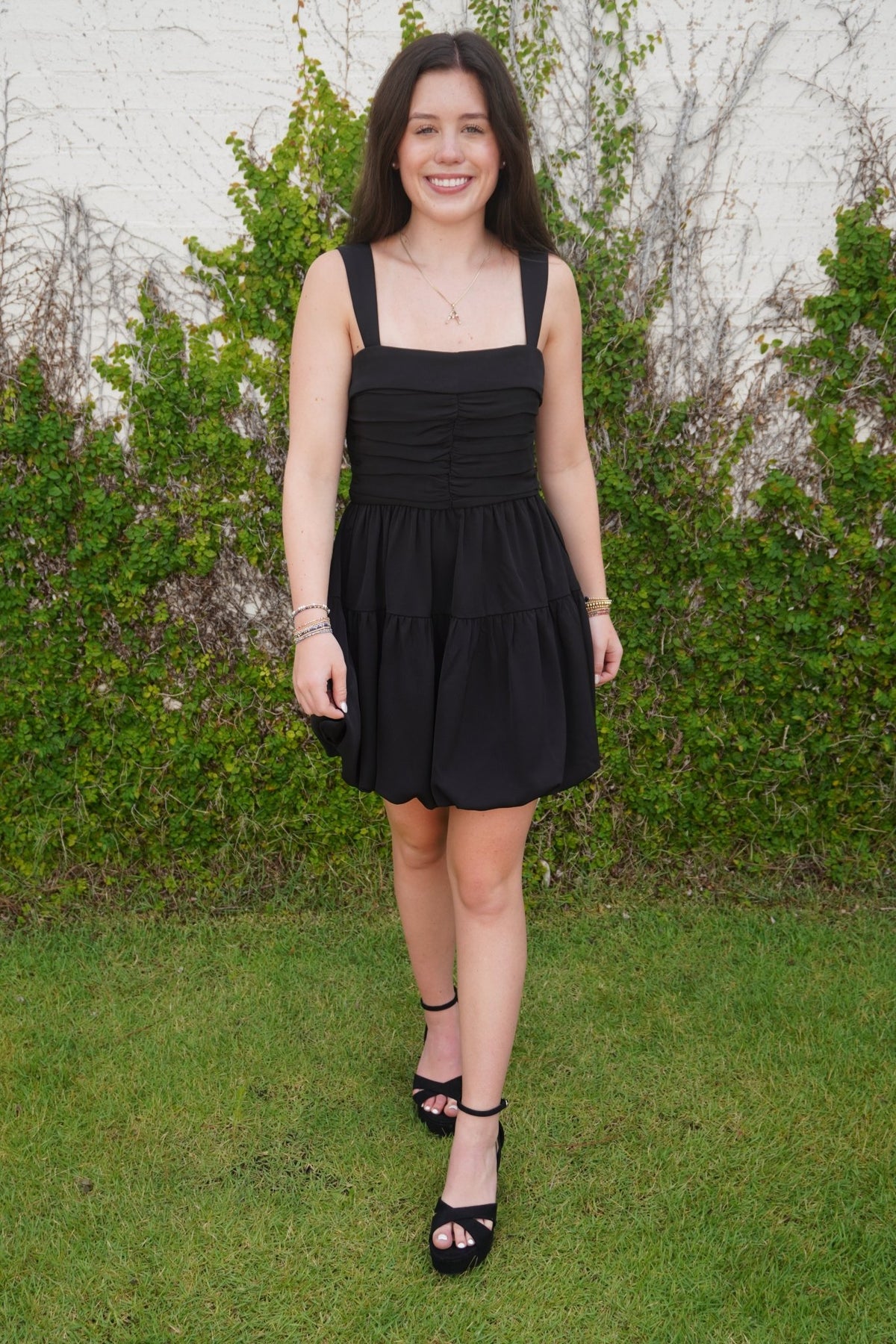 Midnight Muse Bubble Hem Dress - Black - Anderson Ave boutique