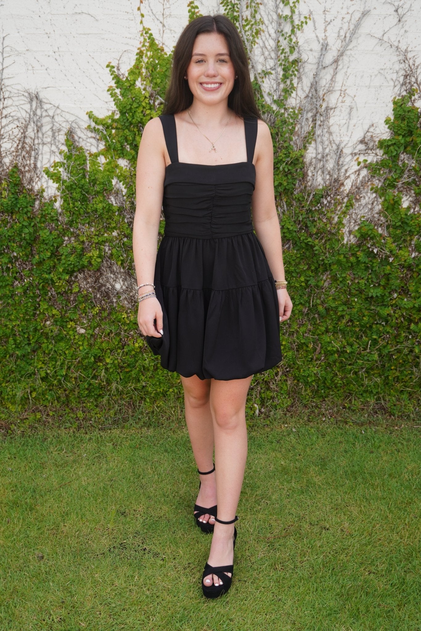 Midnight Muse Bubble Hem Dress - Black - Anderson Ave boutique