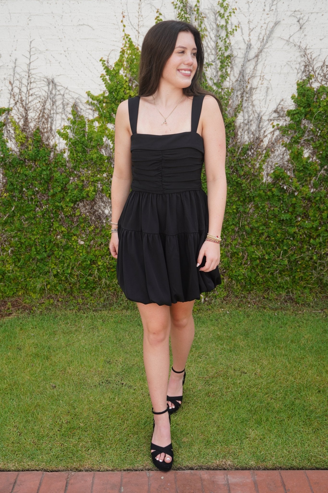 Midnight Muse Bubble Hem Dress - Black - Anderson Ave boutique