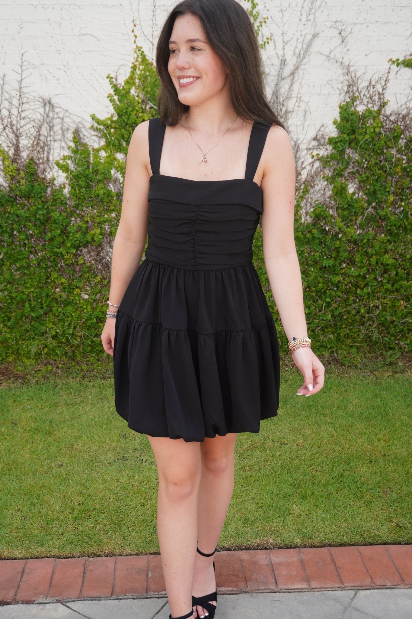 Midnight Muse Bubble Hem Dress - Black - Anderson Ave boutique