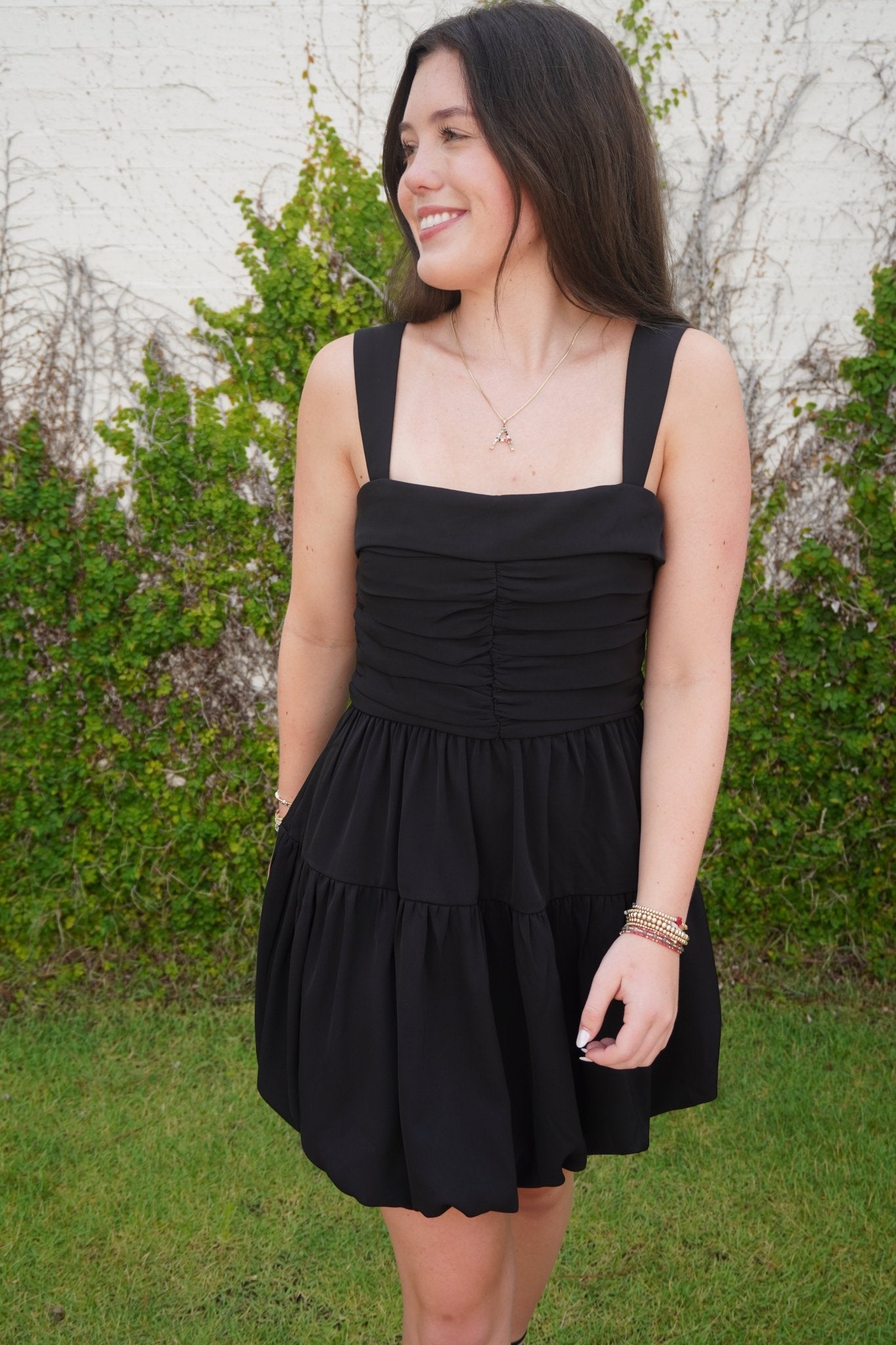 Midnight Muse Bubble Hem Dress - Black - Anderson Ave boutique