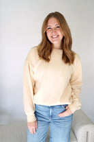 Mila Cream Classic Crew Sweatshirt – Soft Neutral Everyday Pullover - Anderson Ave boutique