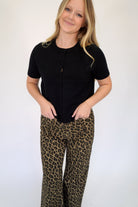 Mila Knit Short Sleeve Button - Up Cardigan - Black - Anderson Ave boutique