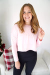 Mila Open - Back Crossed Long Sleeve Top - Pink - Anderson Ave boutique