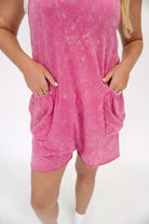 Mineral Wash Cotton Knit Loungewear Romper with Pockets - Anderson Ave boutique