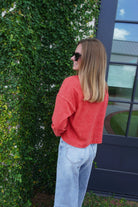 Mineral Wash Long Sleeve Henley Top - Red - Anderson Ave boutique