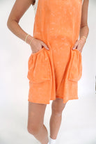 Mineral Wash Sleeveless Knit Romper - Effortless Cotton Loungewear with Pockets - Anderson Ave boutique
