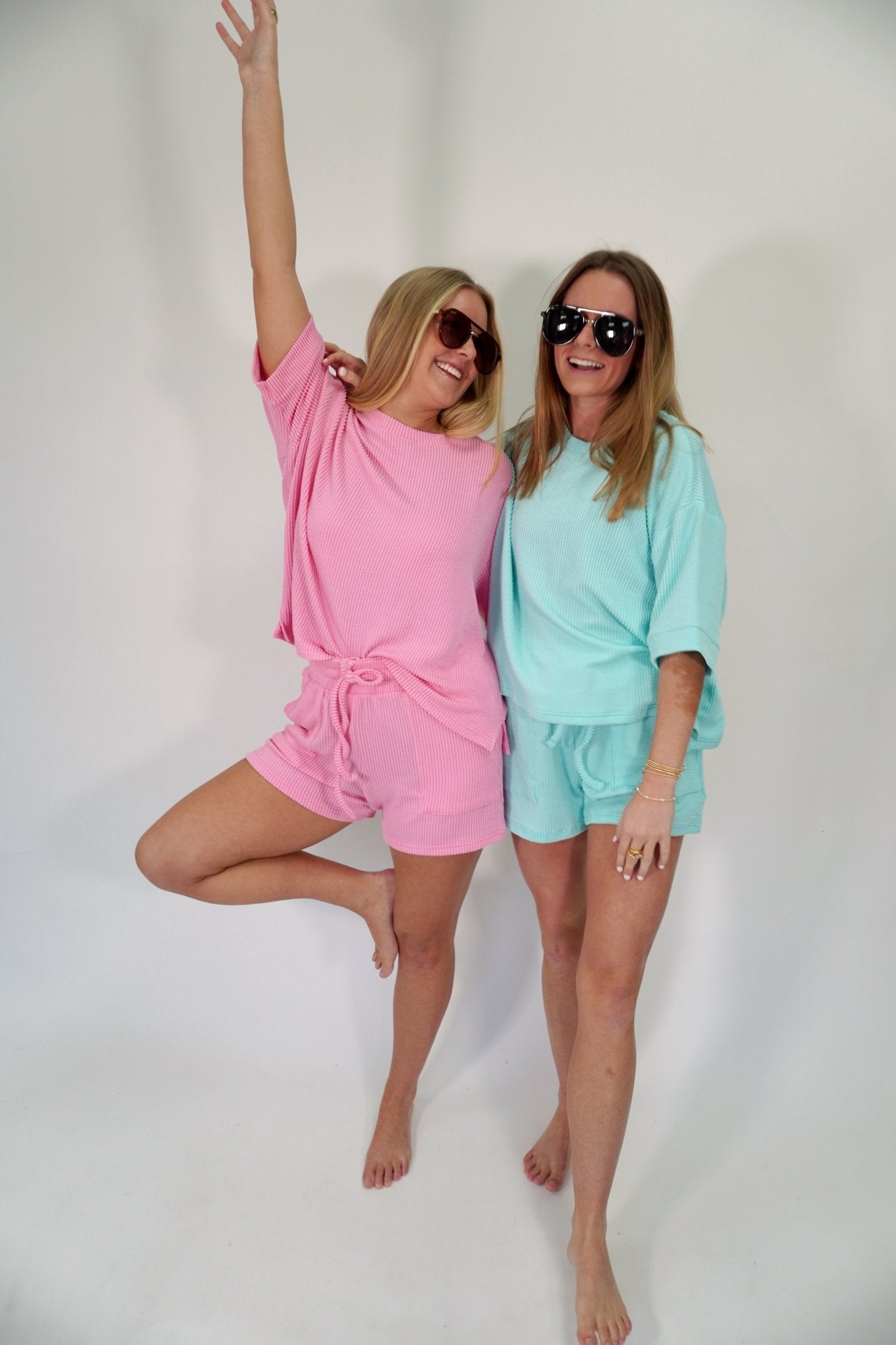 Mint Bliss Oversized Ribbed Tee & Shorts Set - Mint Green - Anderson Ave boutique