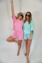 Mint Bliss Oversized Ribbed Tee & Shorts Set - Mint Green - Anderson Ave boutique