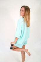 Mint Bliss Oversized Ribbed Tee & Shorts Set - Mint Green - Anderson Ave boutique