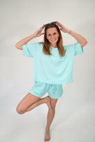 Mint Bliss Oversized Ribbed Tee & Shorts Set - Mint Green - Anderson Ave boutique