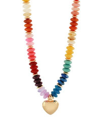 Multi Color Beaded Heart Charm Necklace - Anderson Ave boutique