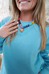 Multi Color Beaded Heart Charm Necklace - Anderson Ave boutique