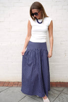 Navy and white Polka Dot Maxi Skirt - Anderson Ave boutique