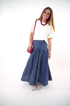 Navy and white Polka Dot Maxi Skirt - Anderson Ave boutique