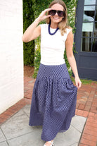 Navy and white Polka Dot Maxi Skirt - Anderson Ave boutique