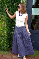 Navy and white Polka Dot Maxi Skirt - Anderson Ave boutique