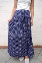 Navy and white Polka Dot Maxi Skirt - Anderson Ave boutique