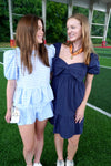 Navy Bow Mini Dress - Anderson Ave boutique