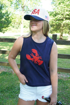 Navy Lobster Patch Tank - Anderson Ave boutique