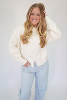 Nora Classic Ribbed Knit Pullover Top - Cream - Anderson Ave boutique