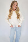 Nora Classic Ribbed Knit Pullover Top - Cream - Anderson Ave boutique