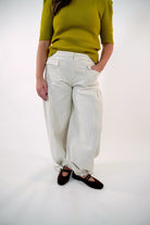 Oatmeal Pinstripe High Waisted Jogger Pants - Anderson Ave boutique