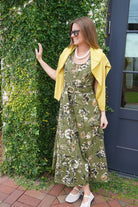 Olive Floral Belted Midi Dress - Anderson Ave boutique