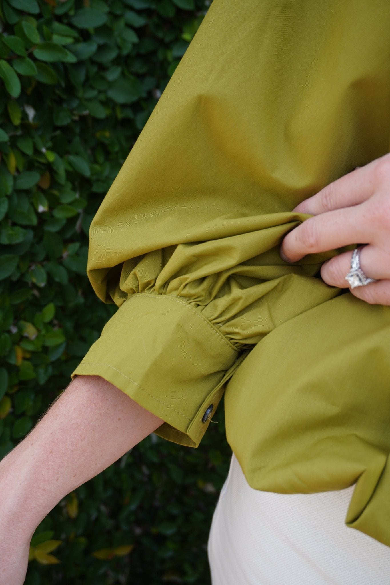 Olive Gathered Balloon Sleeve Blouse - Anderson Ave boutique