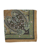 Olive Green and Camel Paisley Print Satin Square Scarf - Anderson Ave boutique