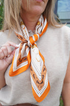 Orange Floral Print Silk Square Scarf - Anderson Ave boutique
