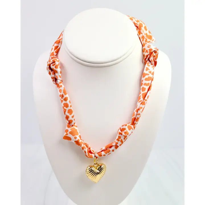 Orange & White Scarf Necklace - Anderson Ave boutique