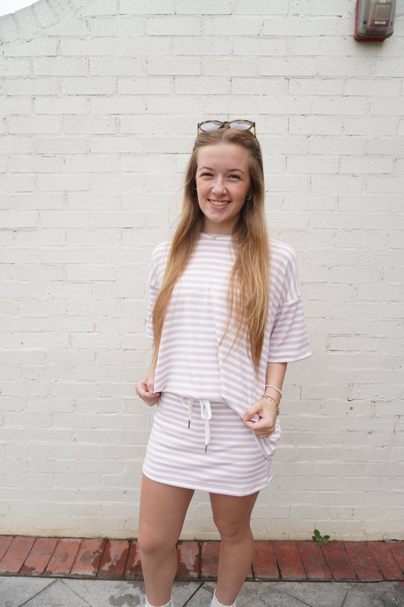 Pale Pink Mid Rise Skort Set - Anderson Ave boutique
