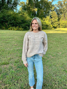 Penelope Criss Cross Pattern Sweater - Anderson Ave boutique