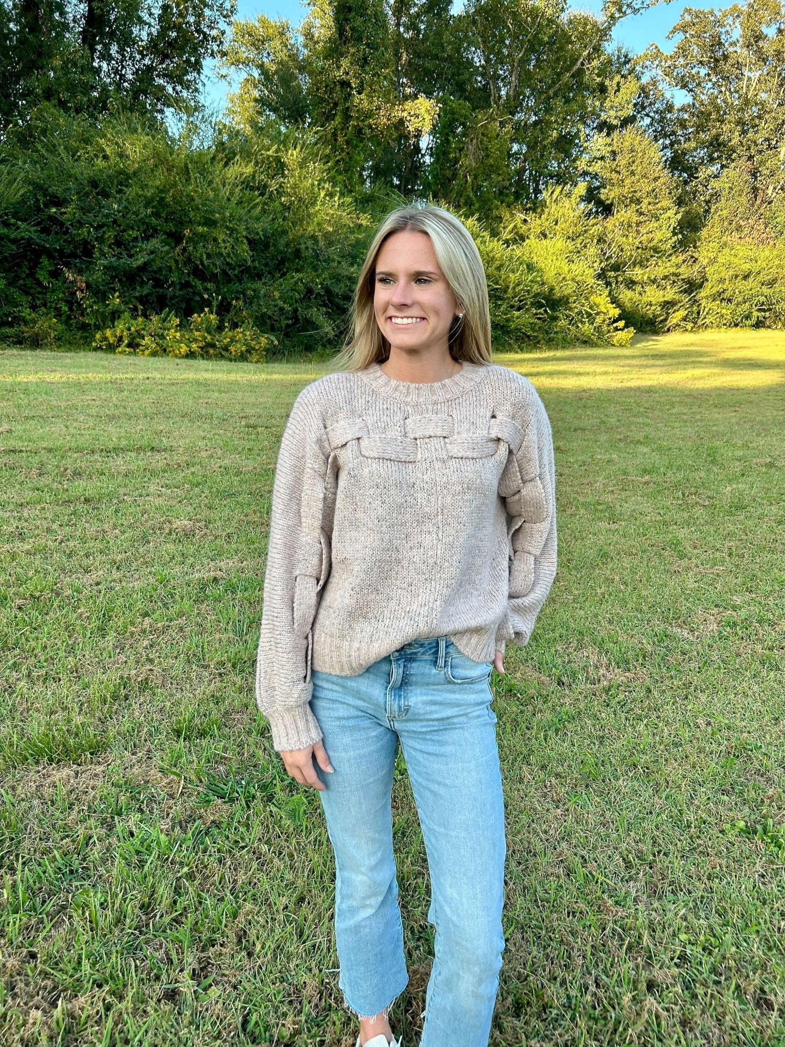 Penelope Criss Cross Pattern Sweater - Anderson Ave boutique
