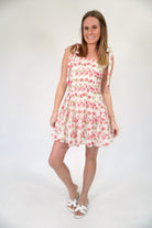 Petal Bloom Square Neck Tie - Strap Mini Dress - Anderson Ave boutique