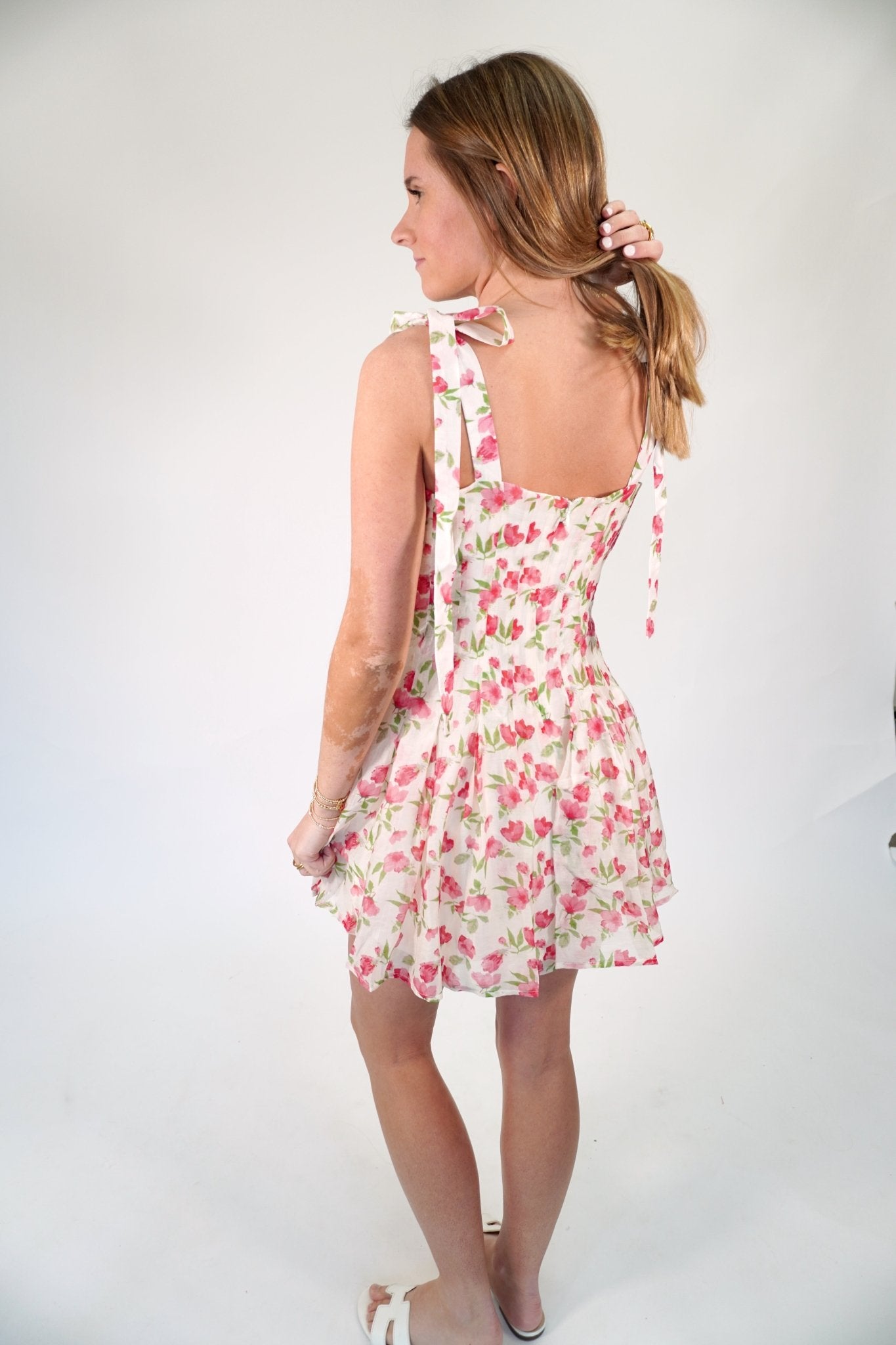 Petal Bloom Square Neck Tie - Strap Mini Dress - Anderson Ave boutique