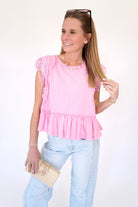 Petal Pink Lace Ruffle Top – Feminine Boho Crochet Blouse - Anderson Ave boutique