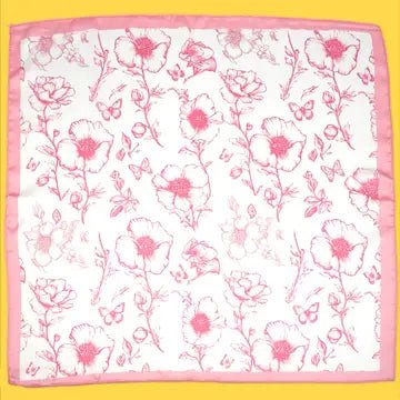 Petite Pink Blossom Silky Bandana – Square Floral Hair & Neck Scarf - Anderson Ave boutique