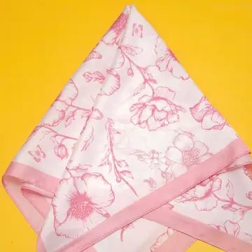 Petite Pink Blossom Silky Bandana – Square Floral Hair & Neck Scarf - Anderson Ave boutique