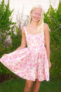 Pink and white drop waist Mini dress - Anderson Ave boutique