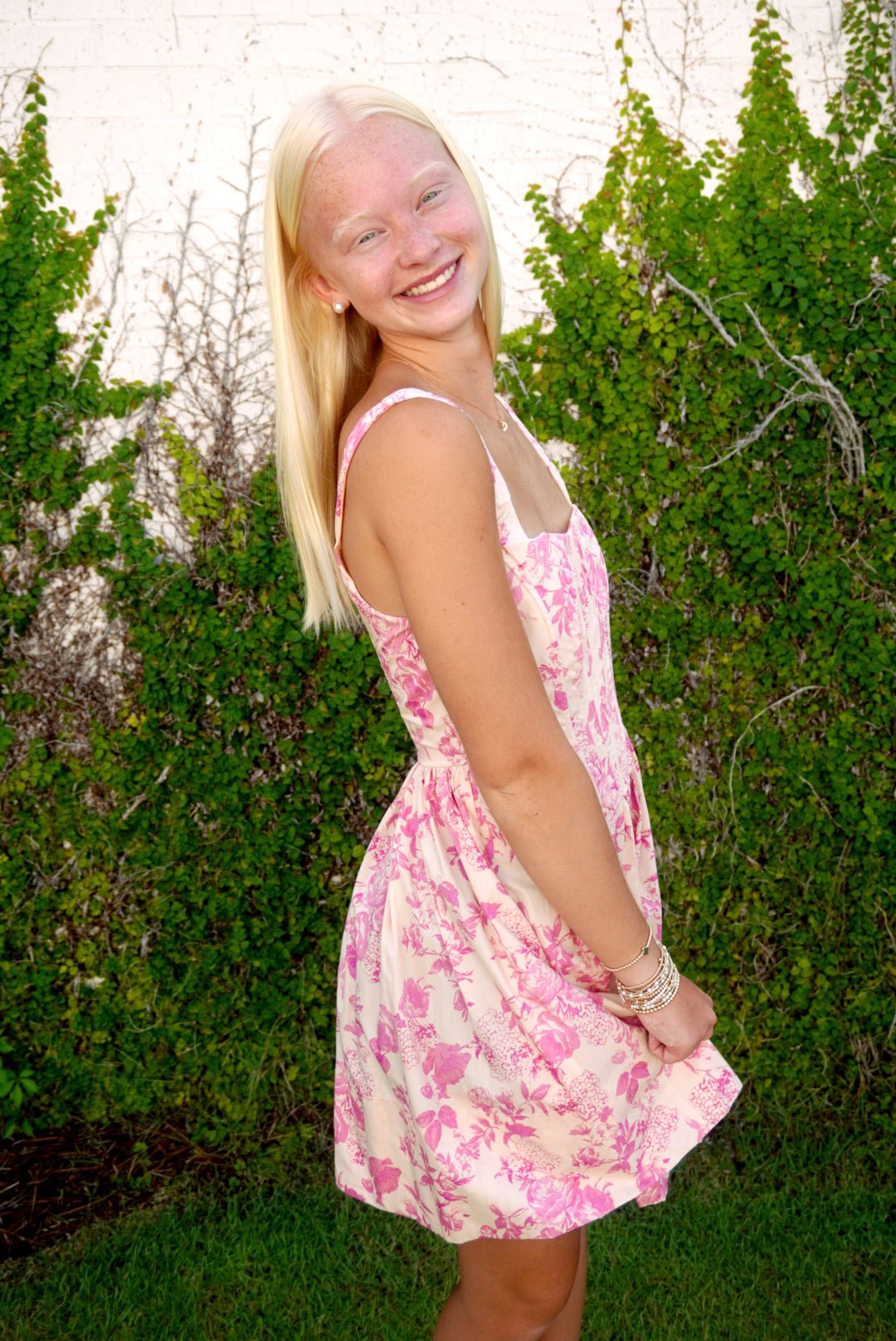 Pink and white drop waist Mini dress - Anderson Ave boutique