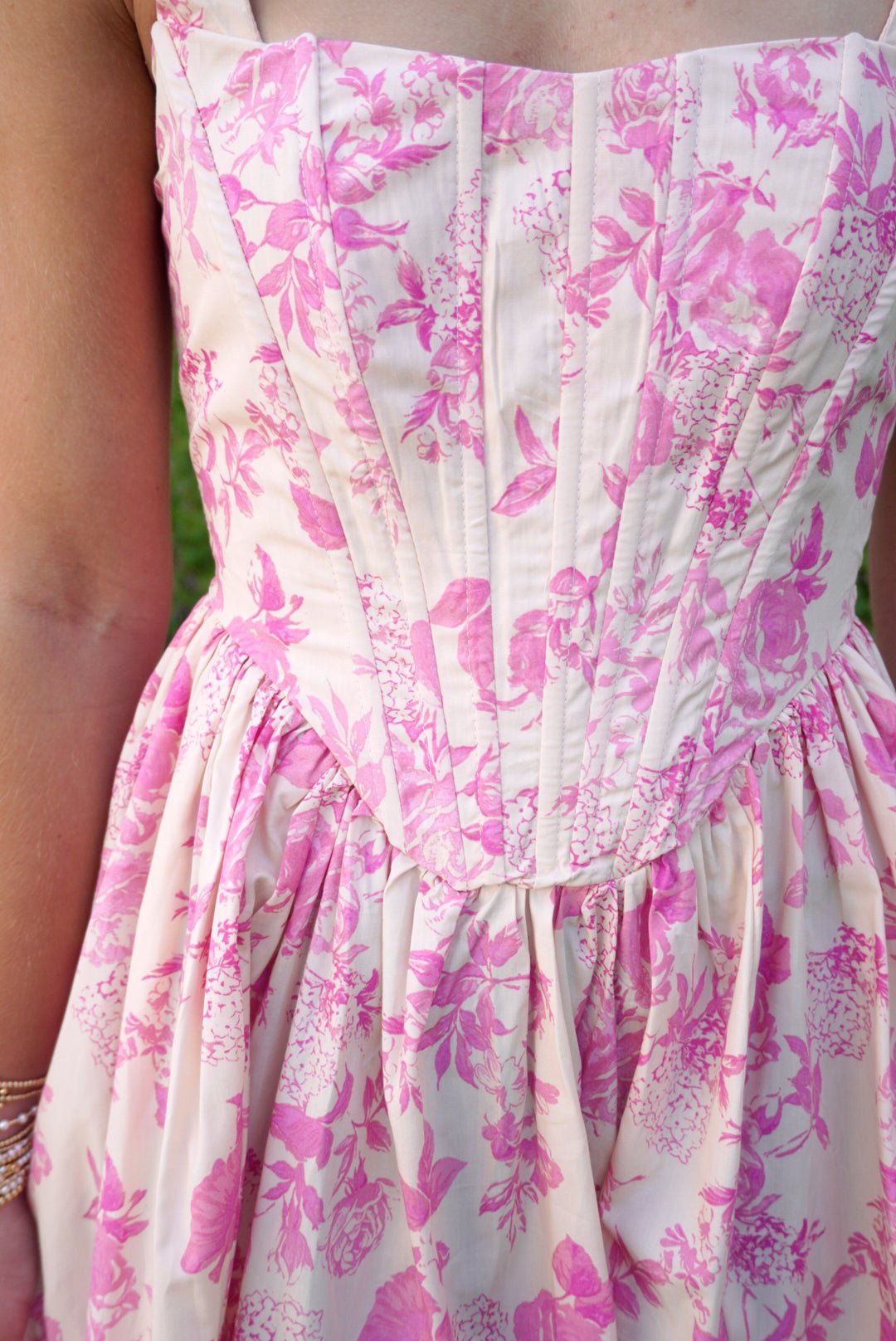 Pink and white drop waist Mini dress - Anderson Ave boutique