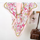 Pink Botanical Silk - Finish Scarf – Golden Chain & Floral Square Bandana - Anderson Ave boutique