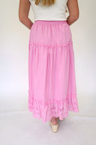Pink Cotton Eyelet Tiered Maxi Skirt - Anderson Ave boutique