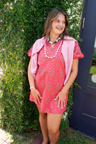 Pink Floral Scallop Trim Mini Dress - Anderson Ave boutique