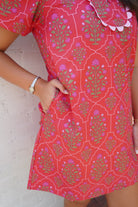 Pink Floral Scallop Trim Mini Dress - Anderson Ave boutique