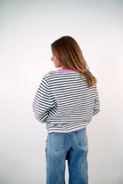Pink Trim Striped Cardigan - Anderson Ave boutique