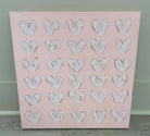 Pink White and Gold Painted Hearts 20x20 - Anderson Ave boutique