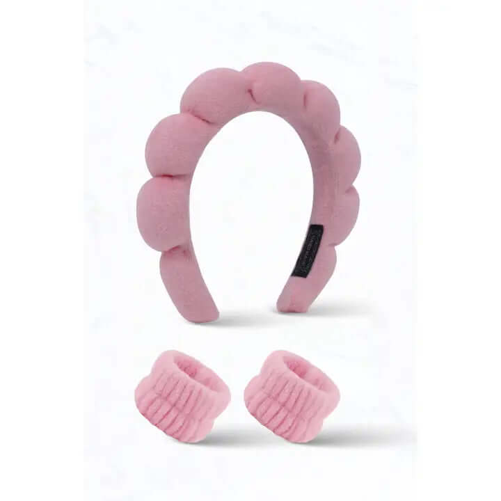 Plush Headband and Scrunchie Set - Light Pink - Anderson Ave boutique